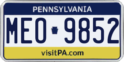PA license plate MEO9852