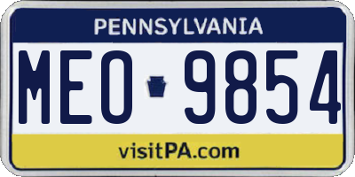 PA license plate MEO9854