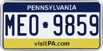 PA license plate MEO9859