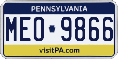 PA license plate MEO9866
