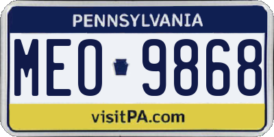 PA license plate MEO9868