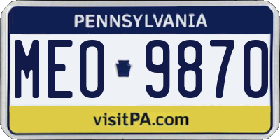 PA license plate MEO9870