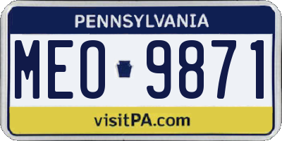 PA license plate MEO9871
