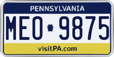 PA license plate MEO9875
