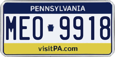 PA license plate MEO9918