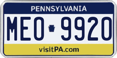 PA license plate MEO9920