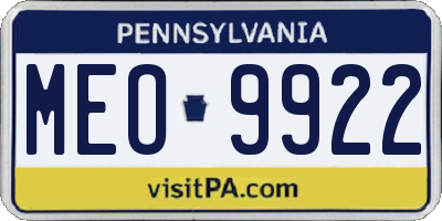 PA license plate MEO9922