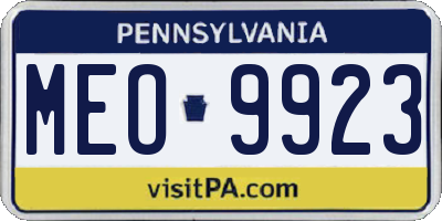 PA license plate MEO9923