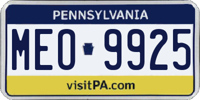 PA license plate MEO9925