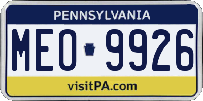 PA license plate MEO9926