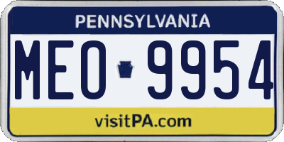 PA license plate MEO9954