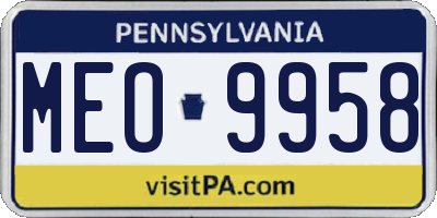 PA license plate MEO9958