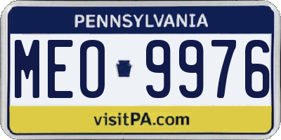 PA license plate MEO9976