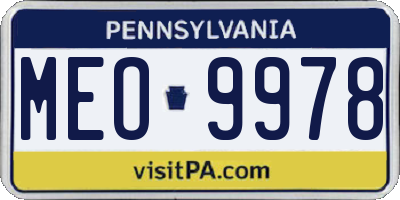 PA license plate MEO9978