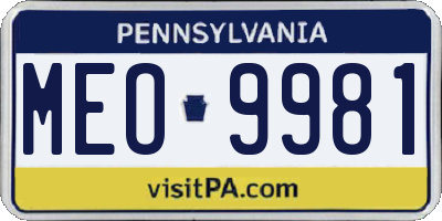 PA license plate MEO9981