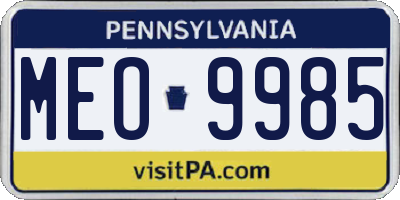 PA license plate MEO9985