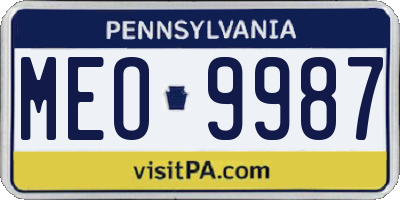 PA license plate MEO9987