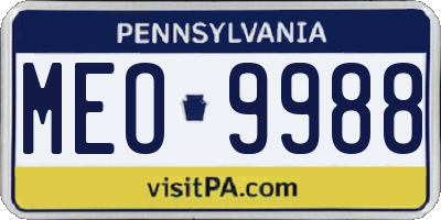PA license plate MEO9988