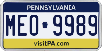PA license plate MEO9989