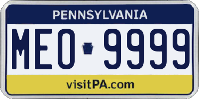 PA license plate MEO9999