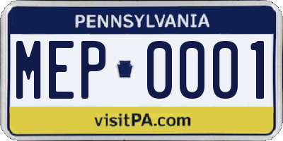 PA license plate MEP0001