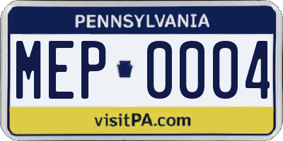 PA license plate MEP0004