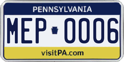 PA license plate MEP0006