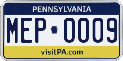 PA license plate MEP0009