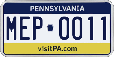 PA license plate MEP0011