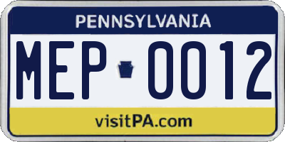 PA license plate MEP0012