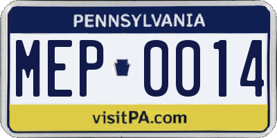 PA license plate MEP0014
