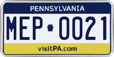 PA license plate MEP0021