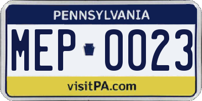 PA license plate MEP0023
