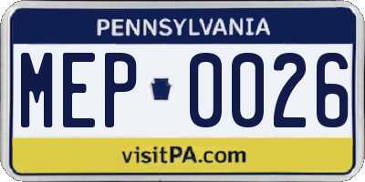 PA license plate MEP0026