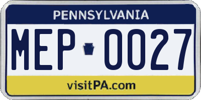 PA license plate MEP0027