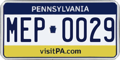 PA license plate MEP0029