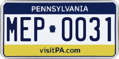 PA license plate MEP0031