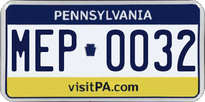 PA license plate MEP0032