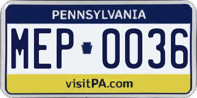 PA license plate MEP0036