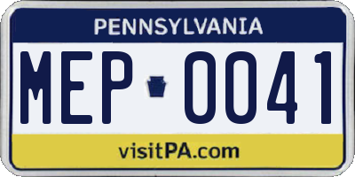 PA license plate MEP0041
