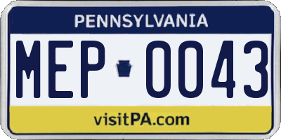 PA license plate MEP0043