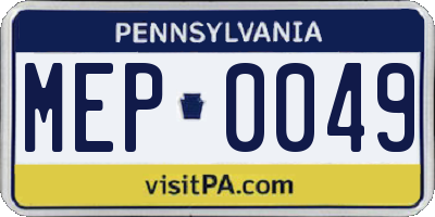 PA license plate MEP0049