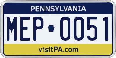 PA license plate MEP0051