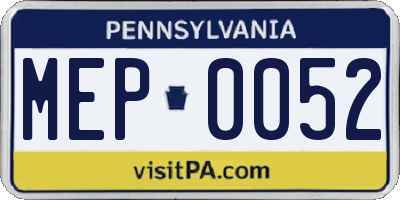 PA license plate MEP0052