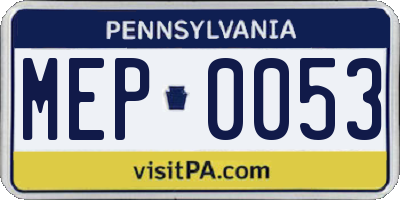 PA license plate MEP0053