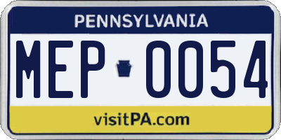 PA license plate MEP0054