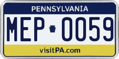 PA license plate MEP0059