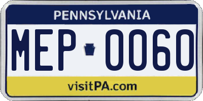 PA license plate MEP0060