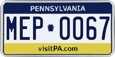PA license plate MEP0067