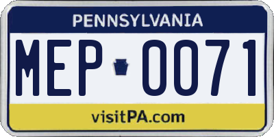 PA license plate MEP0071